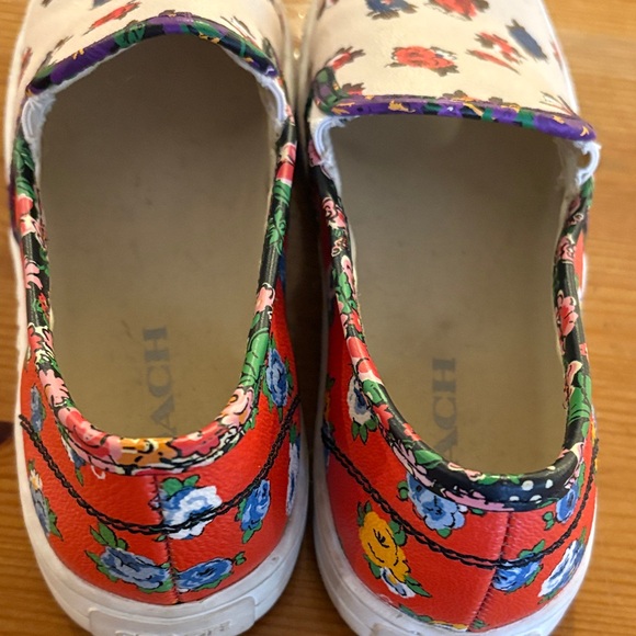 Coach Floral Print Slip-On Loafers - White, Red, Blue - Picture 7 of 11